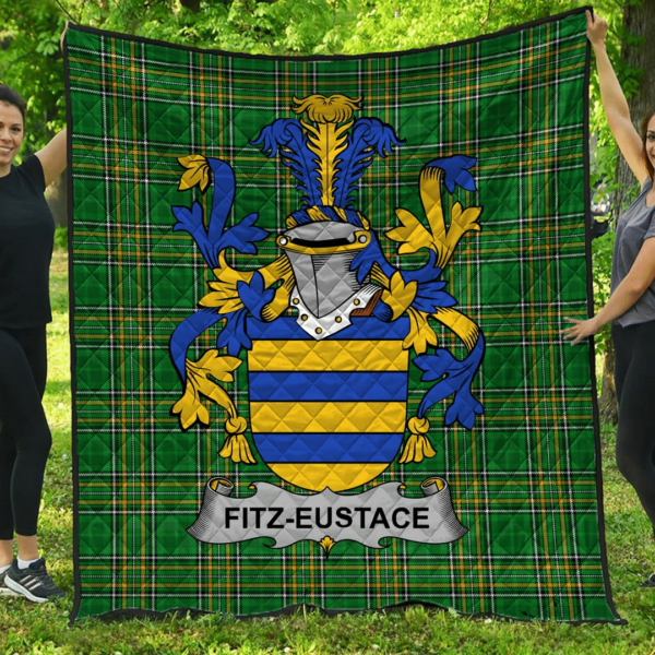 Fitz-Eustace Irish Family Crest Premium Quilt - Irish National Tartan