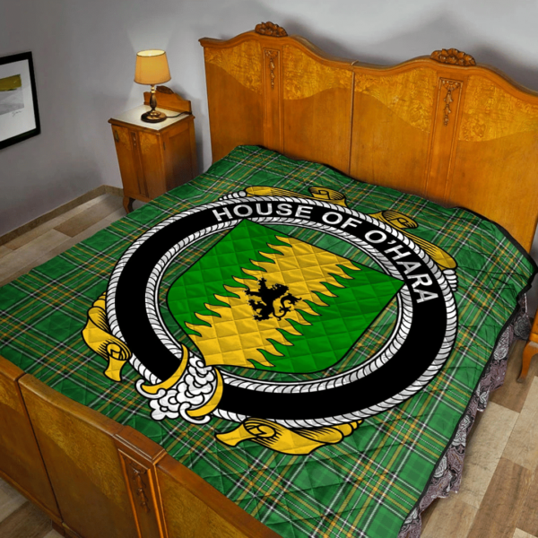 House Of O'Hara Irish Family Crest Premium Quilt - Irish National Tartan - Image 2