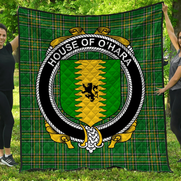 House Of O'Hara Irish Family Crest Premium Quilt - Irish National Tartan