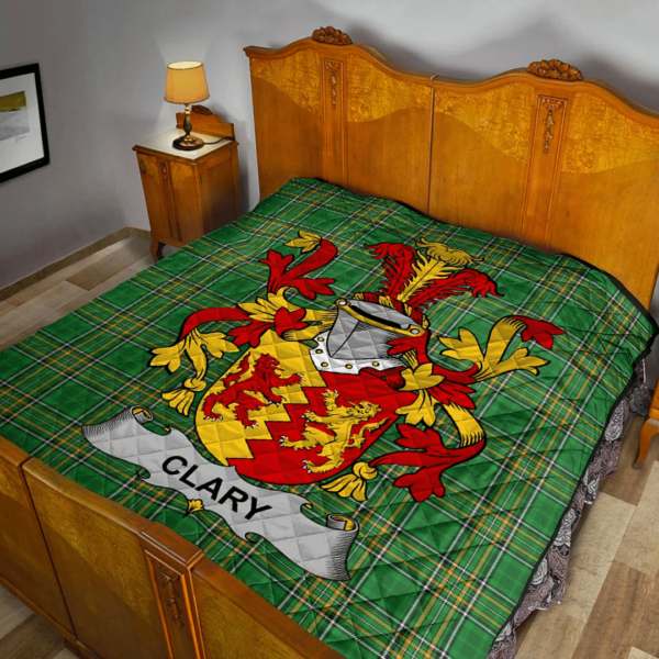 Clary Or O'Clary. Irish Family Crest Premium Quilt - Irish National Tartan - Image 2