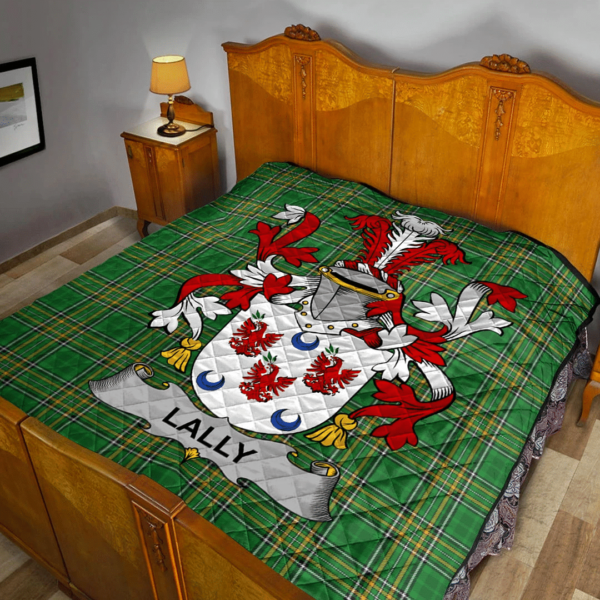 Lally Or O'Mullally Irish Family Crest Premium Quilt - Irish National Tartan - Image 2