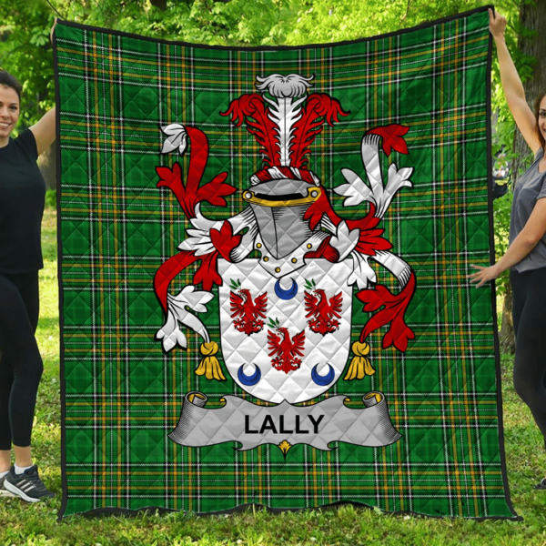 Lally Or O'Mullally Irish Family Crest Premium Quilt - Irish National Tartan