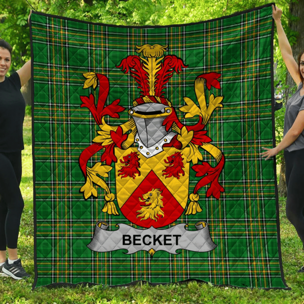 Becket Irish Family Crest Premium Quilt - Irish National Tartan