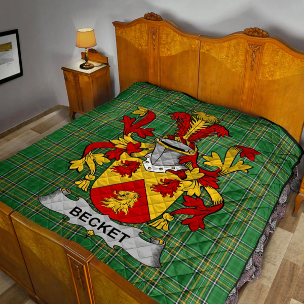 Becket Irish Family Crest Premium Quilt - Irish National Tartan - Image 2