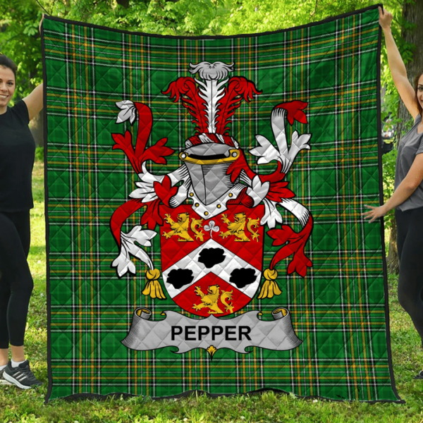 Pepper Irish Family Crest Premium Quilt - Irish National Tartan