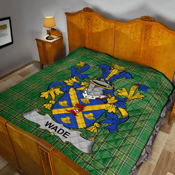 Wade Irish Family Crest Premium Quilt - Irish National Tartan - Image 2