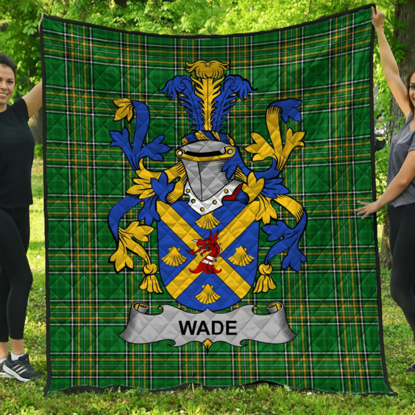 Wade Irish Family Crest Premium Quilt - Irish National Tartan