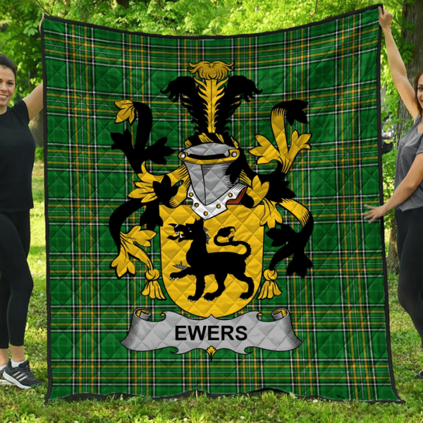 Ewing Irish Family Crest Premium Quilt - Irish National Tartan