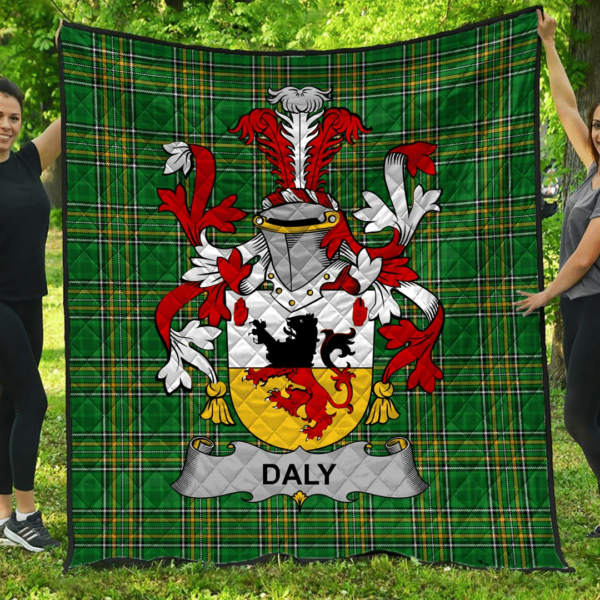 Daly Or O'Daly Irish Family Crest Premium Quilt - Irish National Tartan