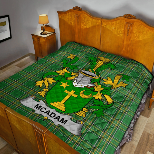 Mcadam Irish Family Crest Premium Quilt - Irish National Tartan - Image 2