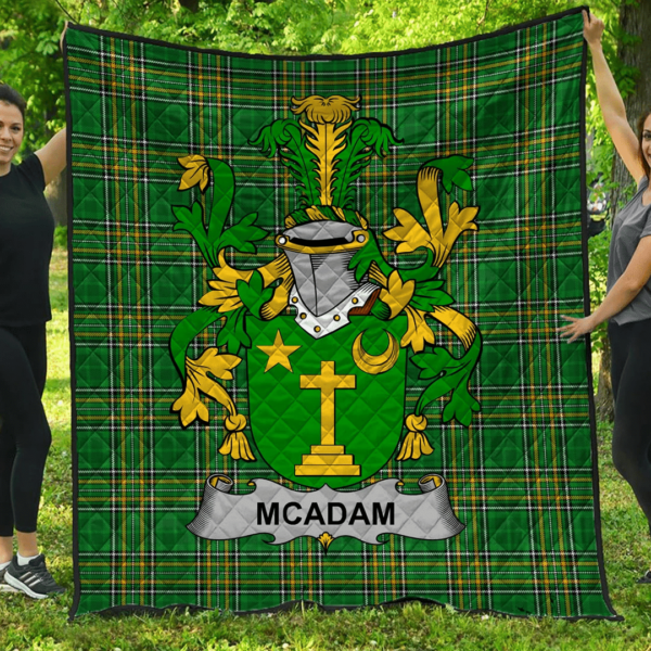 Mcadam Irish Family Crest Premium Quilt - Irish National Tartan