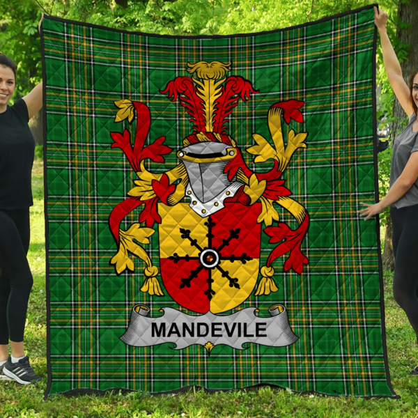 Mandevile Irish Family Crest Premium Quilt - Irish National Tartan