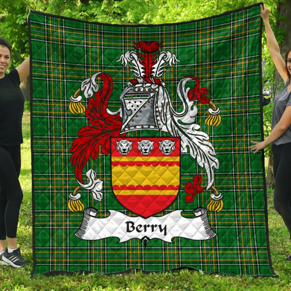 Berry Irish Family Crest Premium Quilt - Irish National Tartan