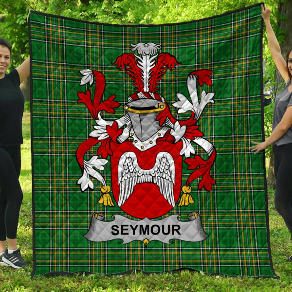 Seymour Irish Family Crest Premium Quilt - Irish National Tartan