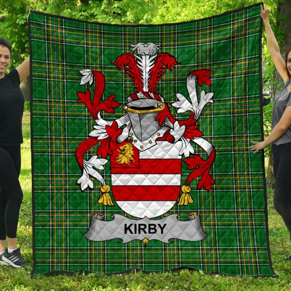 Kirby Or O'Kirby Irish Family Crest Premium Quilt - Irish National Tartan