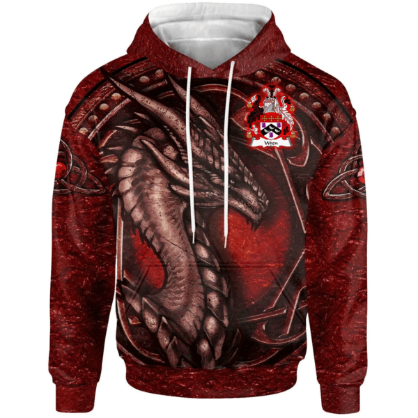 Ireland Hoodie - Wren or Wrenn Irish Family Crest Hoodie - Celtic Red Dragon