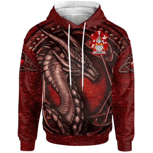 Ireland Hoodie - Taylor Irish Family Crest Hoodie - Celtic Red Dragon