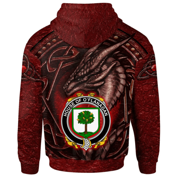 Ireland Hoodie - House of O'FLANAGAN Irish Family Crest Hoodie - Celtic Red Dragon - Image 2