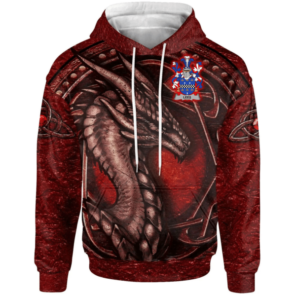 Ireland Hoodie - Lees or McAleese Irish Family Crest Hoodie - Celtic Red Dragon