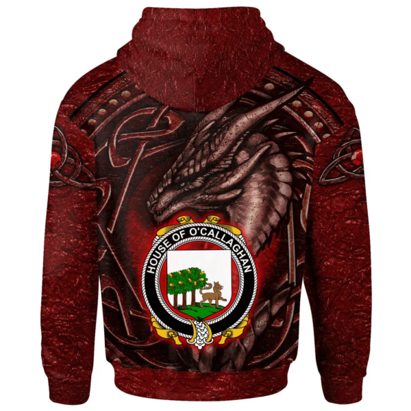 Ireland Hoodie - House of O'CALLAGHAN Irish Family Crest Hoodie - Celtic Red Dragon - Image 2