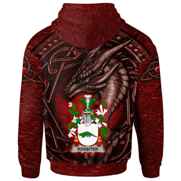 Ireland Hoodie - Rossiter Irish Family Crest Hoodie - Celtic Red Dragon - Image 2