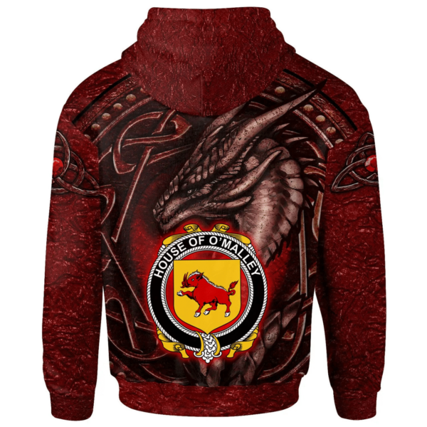 Ireland Hoodie - House of O'MALLEY Irish Family Crest Hoodie - Celtic Red Dragon - Image 2