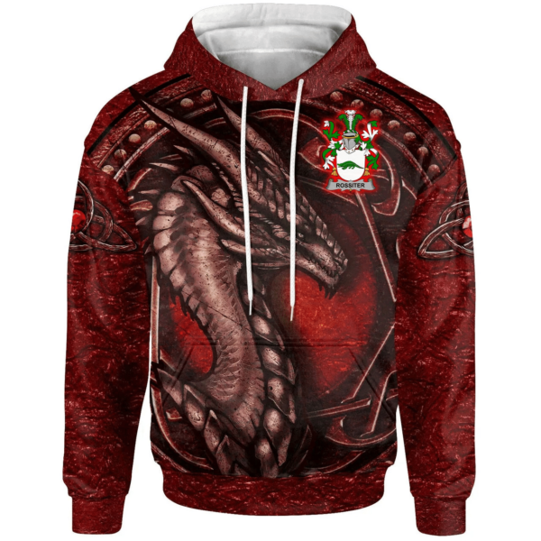 Ireland Hoodie - Rossiter Irish Family Crest Hoodie - Celtic Red Dragon