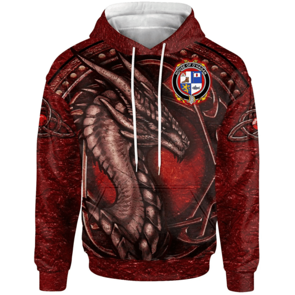 Ireland Hoodie - House of O'HAGAN Irish Family Crest Hoodie - Celtic Red Dragon