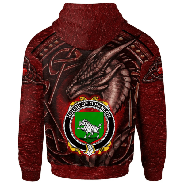 Ireland Hoodie - House of O'HANLON Irish Family Crest Hoodie - Celtic Red Dragon - Image 2