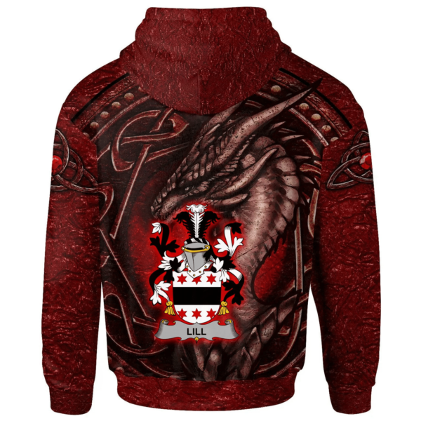 Ireland Hoodie - Lill Irish Family Crest Hoodie - Celtic Red Dragon - Image 2