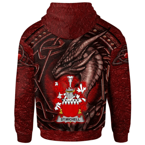 Ireland Hoodie - St.Michell Irish Family Crest Hoodie - Celtic Red Dragon - Image 2