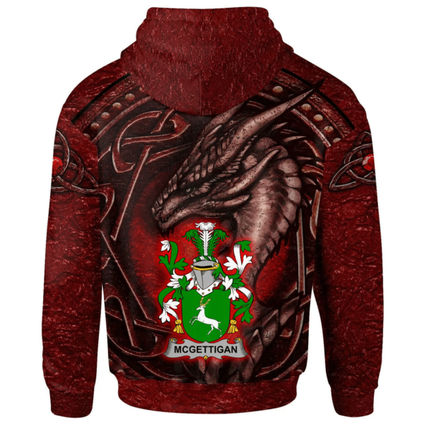 Ireland Hoodie - McGettigan or Gethin Irish Family Crest Hoodie - Celtic Red Dragon - Image 2