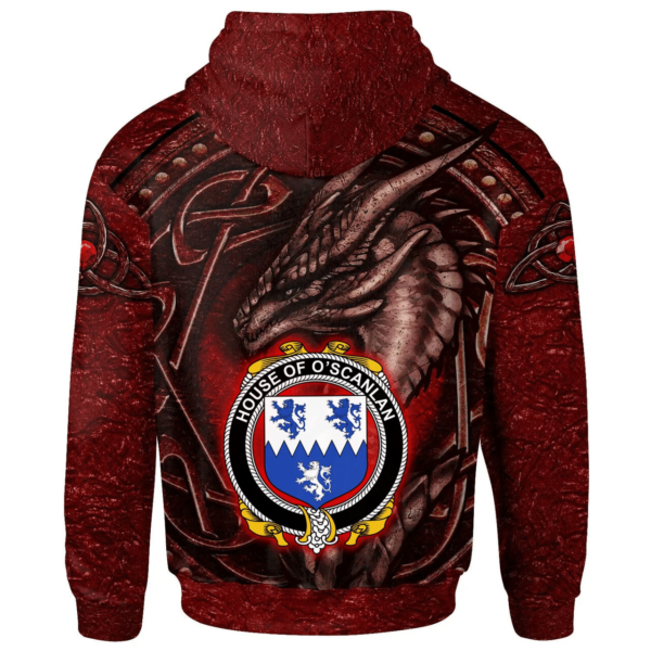 Ireland Hoodie - House of O'SCANLAN (Munster) Irish Family Crest Hoodie - Celtic Red Dragon - Image 2