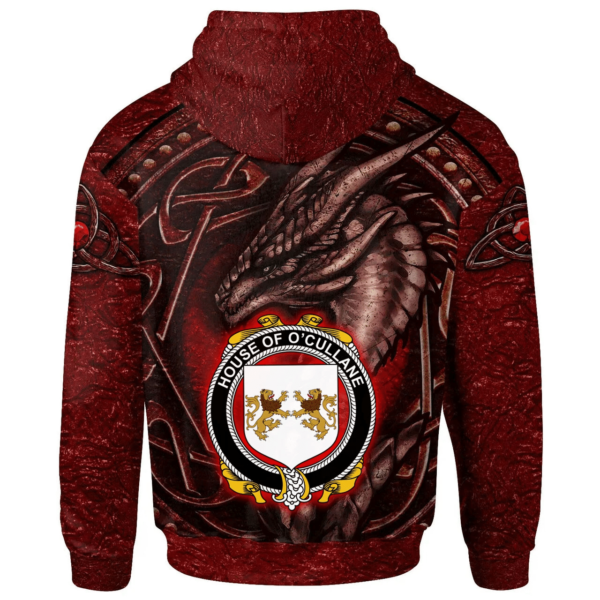 Ireland Hoodie - House of O'CULLANE (or Collins) Irish Family Crest Hoodie - Celtic Red Dragon - Image 2