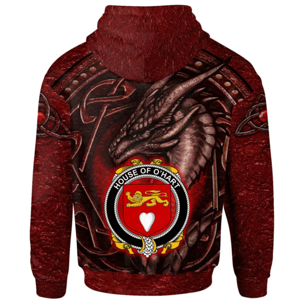 Ireland Hoodie - House of O'HART Irish Family Crest Hoodie - Celtic Red Dragon - Image 2