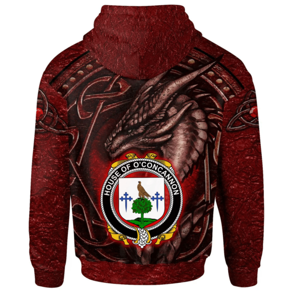 Ireland Hoodie - House of O'CONCANNON Irish Family Crest Hoodie - Celtic Red Dragon - Image 2