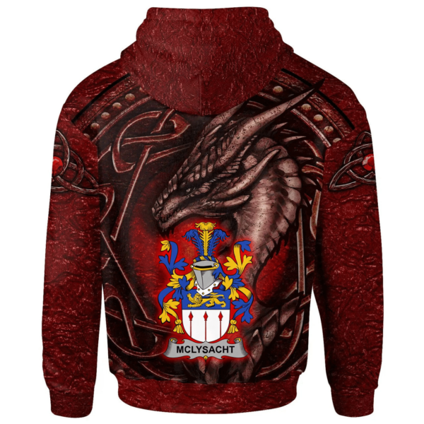 Ireland Hoodie - McLysacht or Lysacht Irish Family Crest Hoodie - Celtic Red Dragon - Image 2