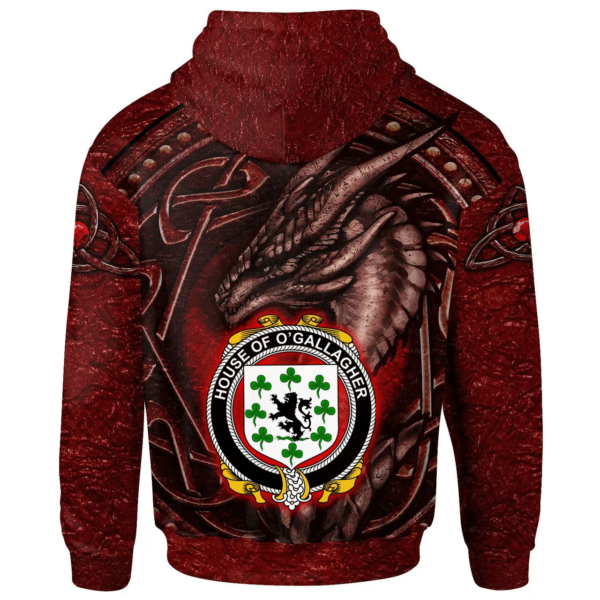 Ireland Hoodie - House of O'GALLAGHER Irish Family Crest Hoodie - Celtic Red Dragon - Image 2