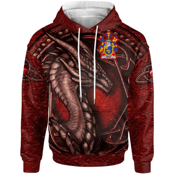 Ireland Hoodie - Knox Irish Family Crest Hoodie - Celtic Red Dragon