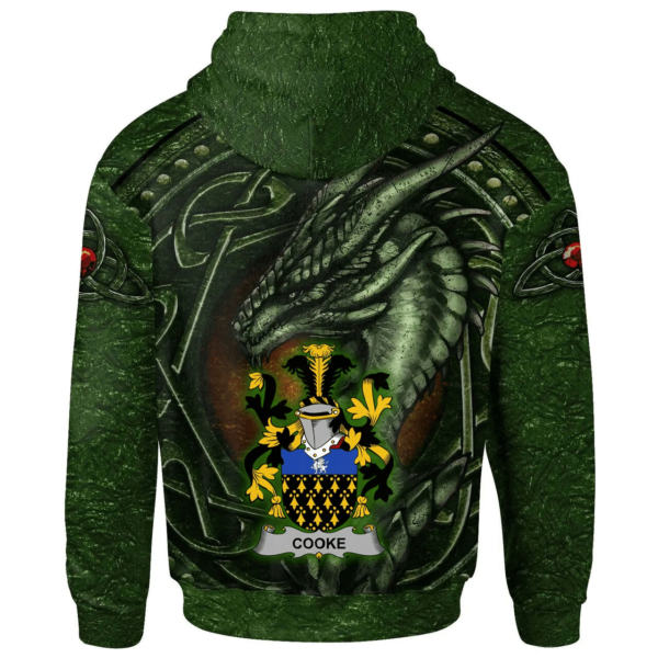 Ireland Hoodie - Cooke Irish Family Crest Hoodie - Celtic Green Dragon - Image 2