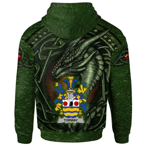 Ireland Hoodie - Torway Irish Family Crest Hoodie - Celtic Green Dragon - Image 2