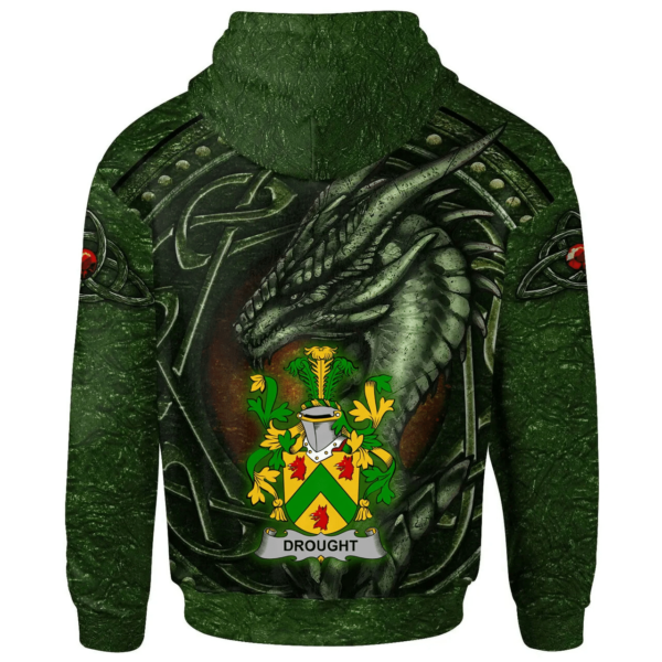 Ireland Hoodie - Drought Irish Family Crest Hoodie - Celtic Green Dragon - Image 2