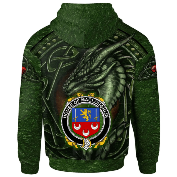 Ireland Hoodie - House of MACLOUGHLIN (Tirconnell) Irish Family Crest Hoodie - Celtic Green Dragon - Image 2