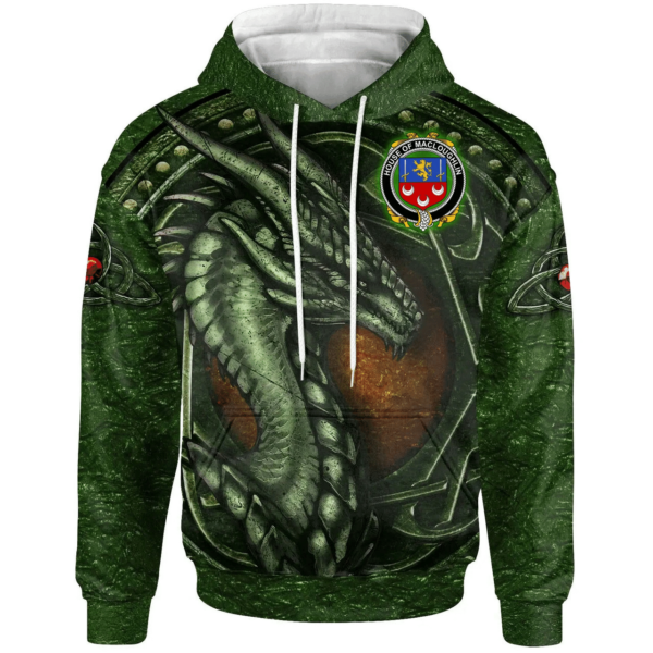 Ireland Hoodie - House of MACLOUGHLIN (Tirconnell) Irish Family Crest Hoodie - Celtic Green Dragon