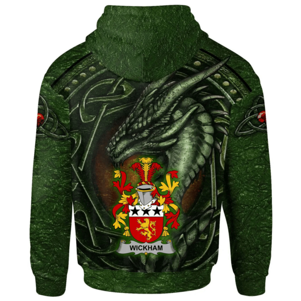 Ireland Hoodie - Wickham Irish Family Crest Hoodie - Celtic Green Dragon - Image 2