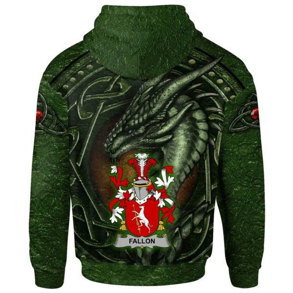 Ireland Hoodie - Fallon or O'Fallon Irish Family Crest Hoodie - Celtic Green Dragon - Image 2