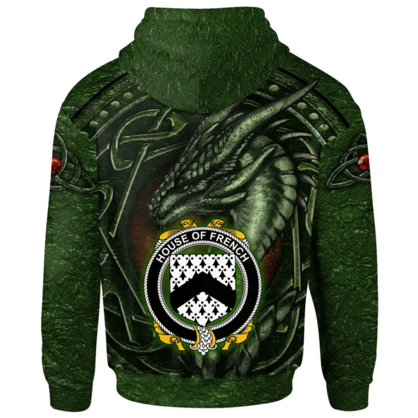 Ireland Hoodie - House of FRENCH Irish Family Crest Hoodie - Celtic Green Dragon - Image 2