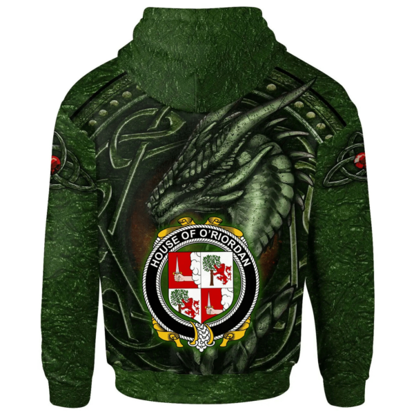 Ireland Hoodie - House of O'RIORDAN Irish Family Crest Hoodie - Celtic Green Dragon - Image 2