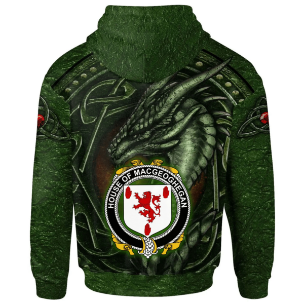 Ireland Hoodie - House of MACGEOGHEGAN Irish Family Crest Hoodie - Celtic Green Dragon - Image 2