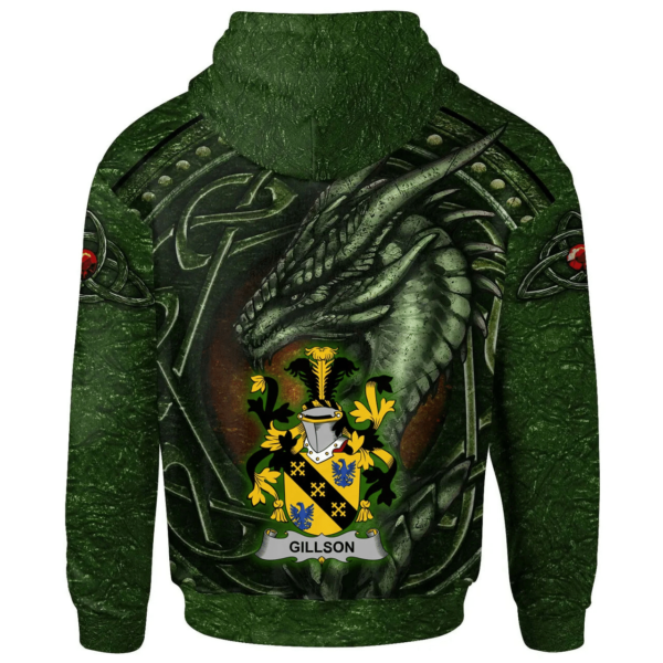 Ireland Hoodie - Gillson Irish Family Crest Hoodie - Celtic Green Dragon - Image 2